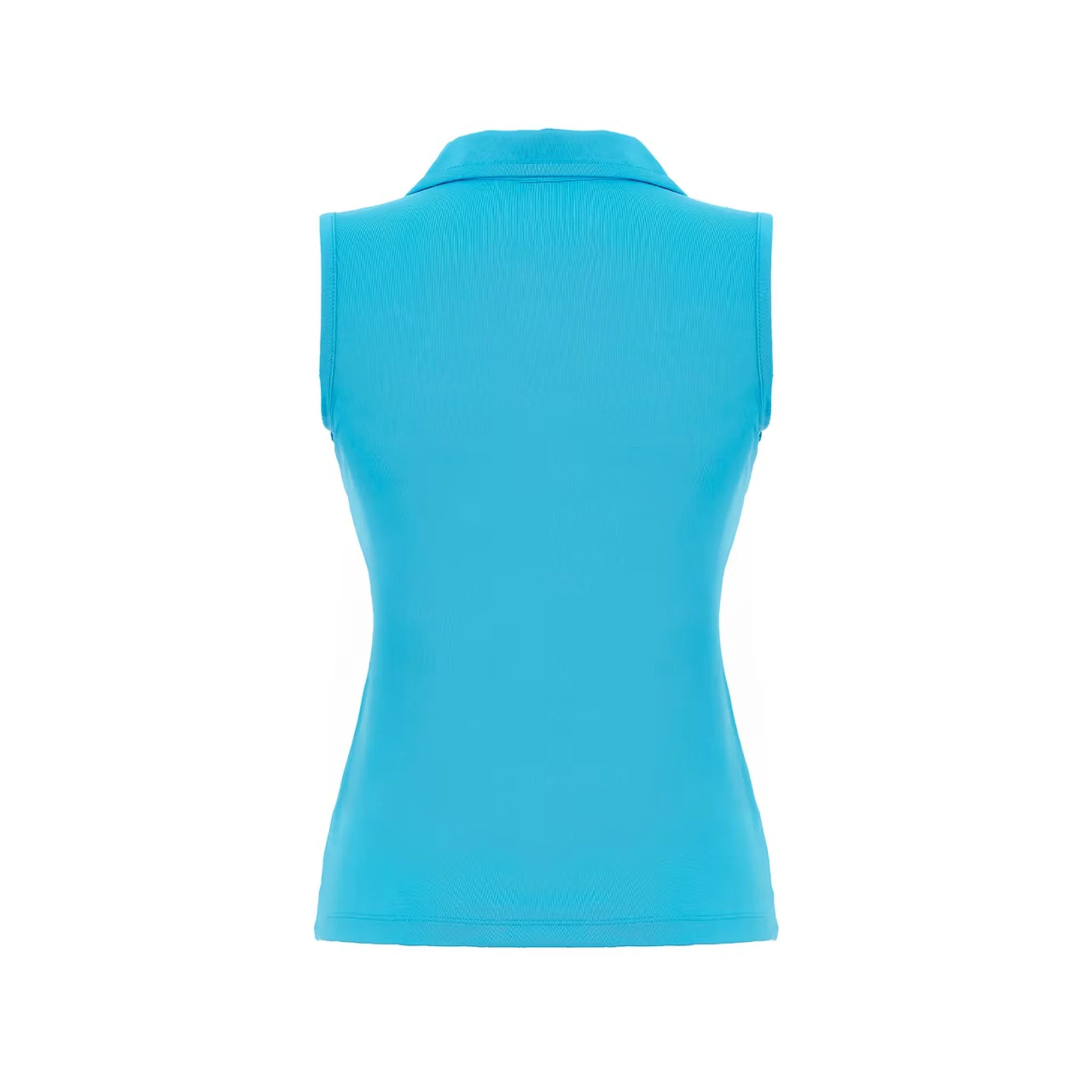 Turquoise Sleeveless V-Neck Collared Top