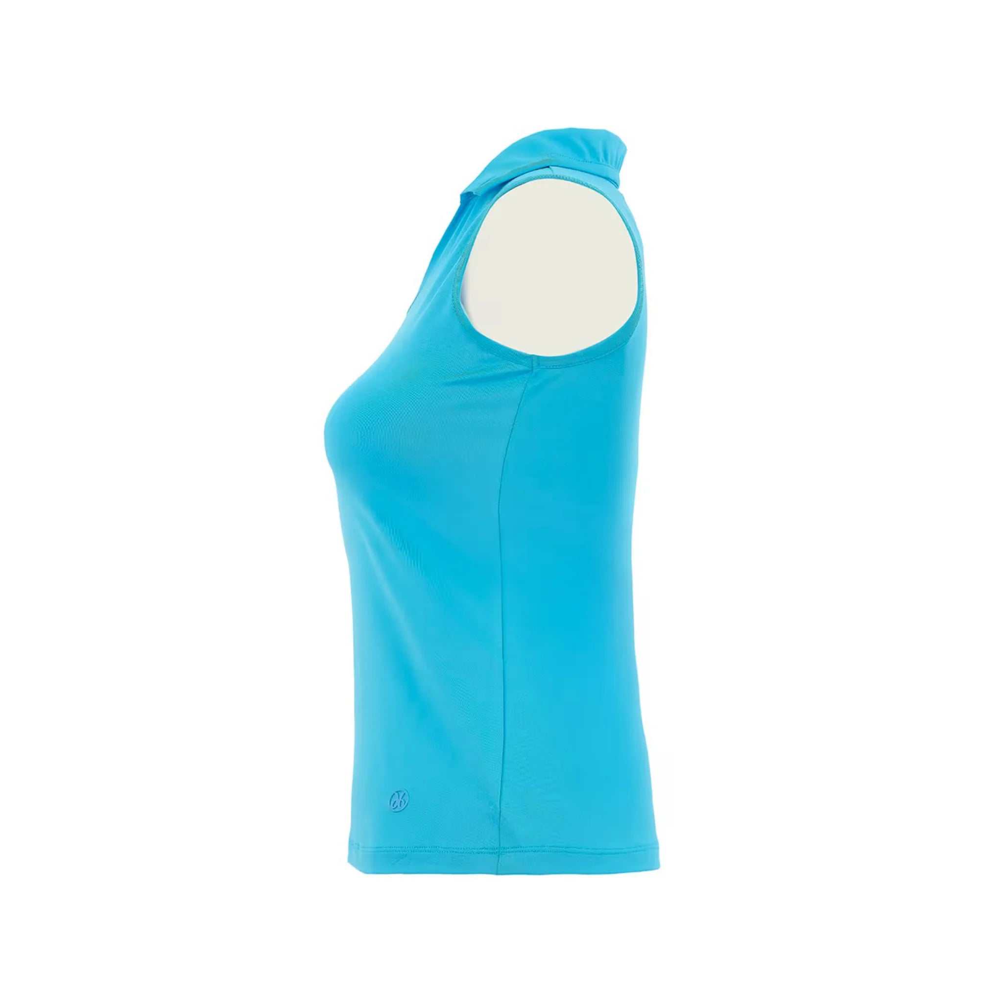 Turquoise Sleeveless V-Neck Collared Top