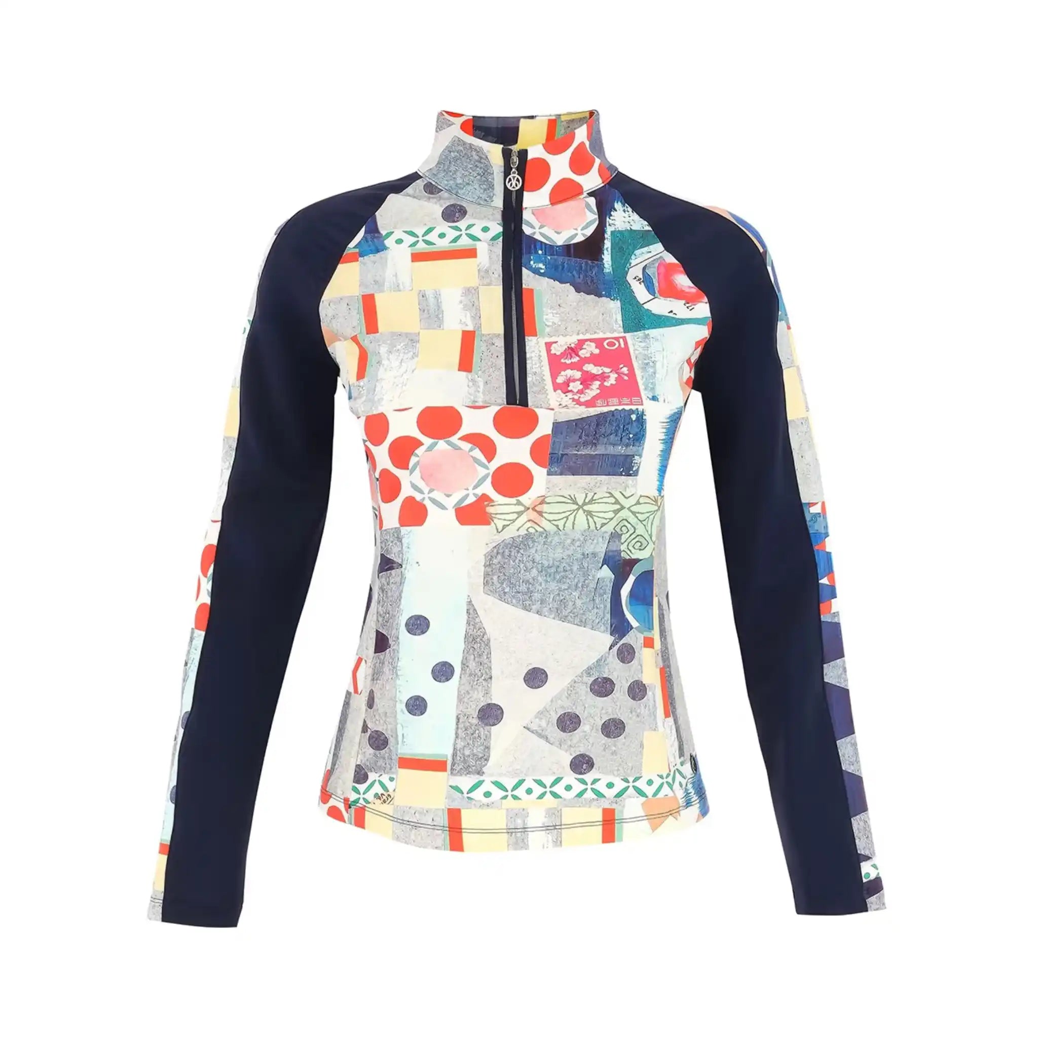 Women's Blue Road Long Sleeve Zip Collar Performance Top