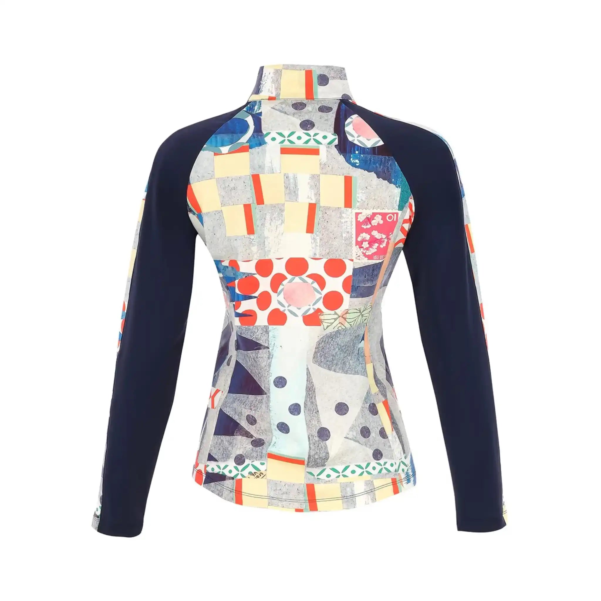Women's Blue Road Long Sleeve Zip Collar Performance Top