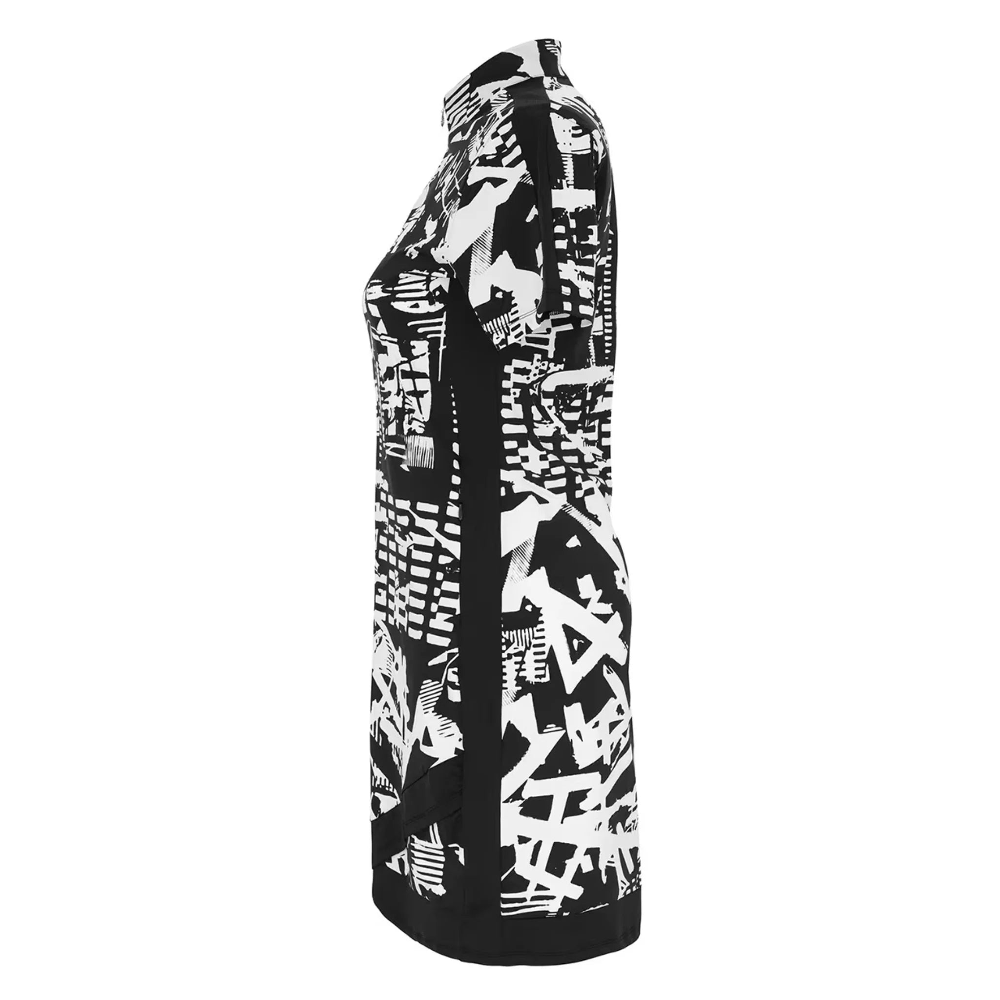 Matiere Urbaine Black & White Short Sleeved Zip Collar Dress