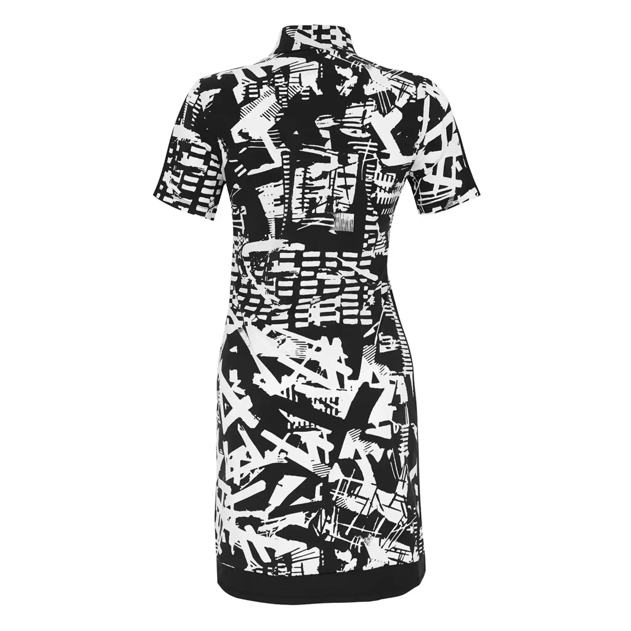 Matiere Urbaine Black & White Short Sleeved Zip Collar Dress