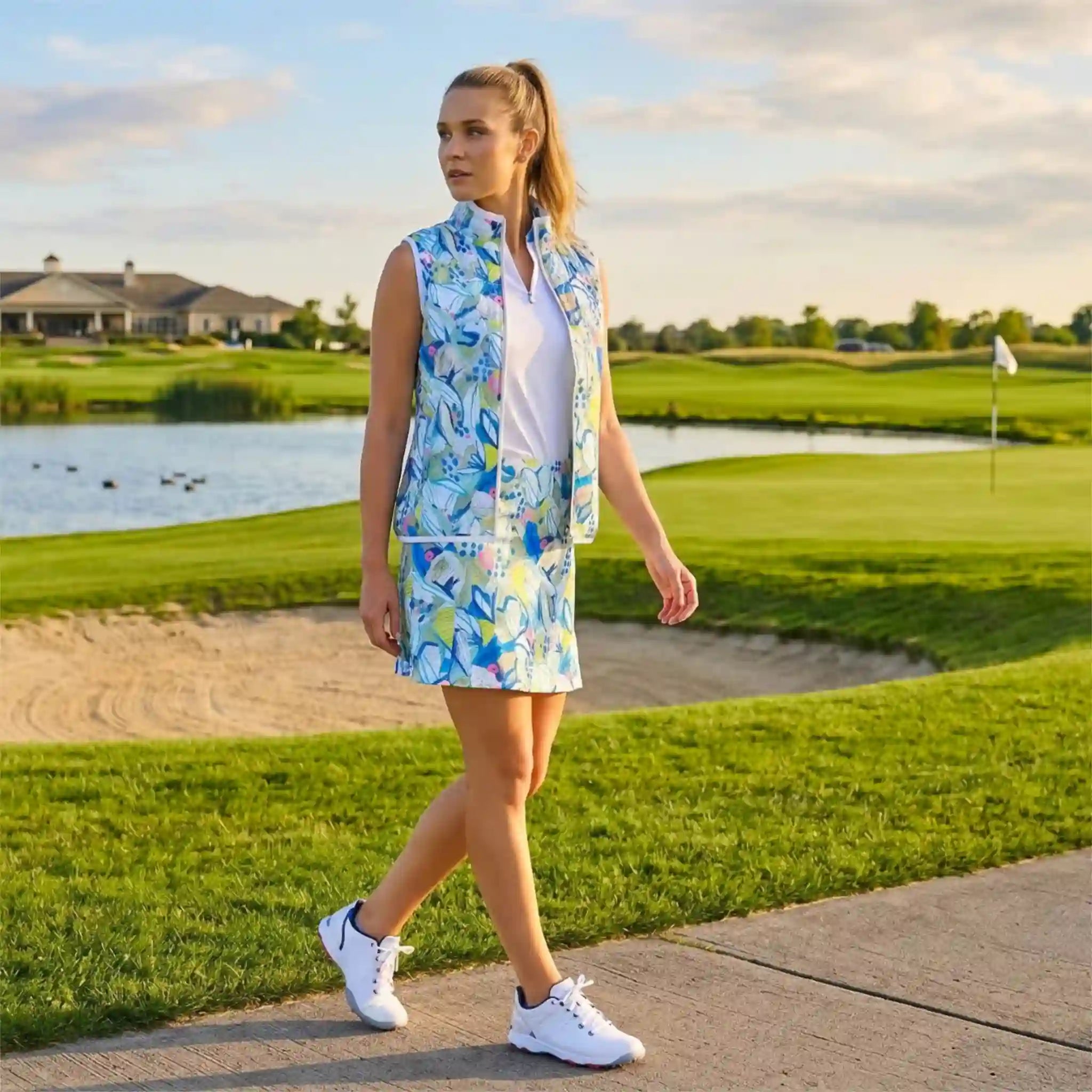 Women's Hint of Spring Gilet, Vibrant Print Padded Outerwear