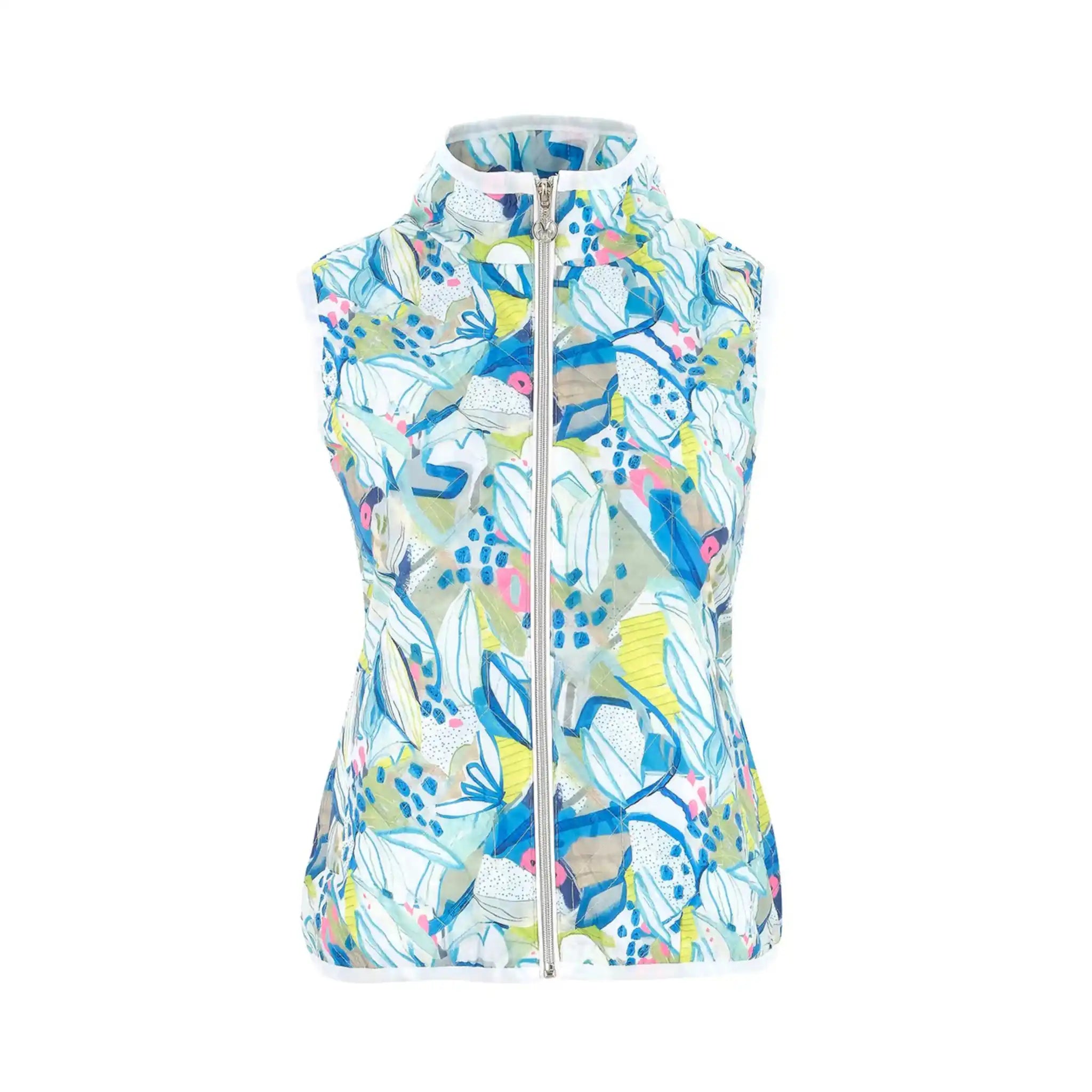 Women's Hint of Spring Gilet, Vibrant Print Padded Outerwear